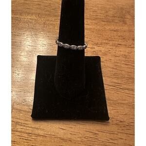 Authentic PANDORA Sparkling Leaves Silver Band~Ring 190923CZ Size 7 Stacking EUC